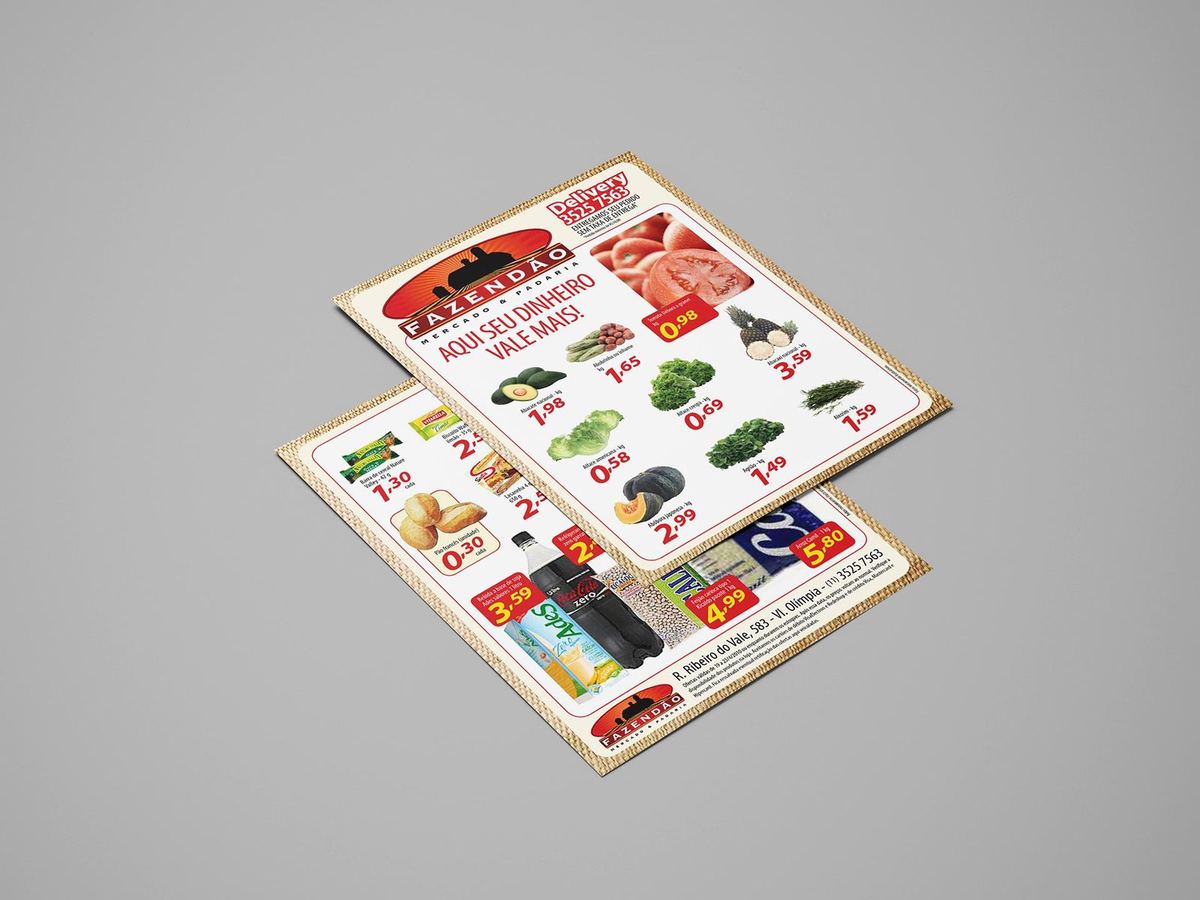 Fazendão — Wall calendar and flyer — design, layout, final artwork. Via Estúdio Trilho Design.